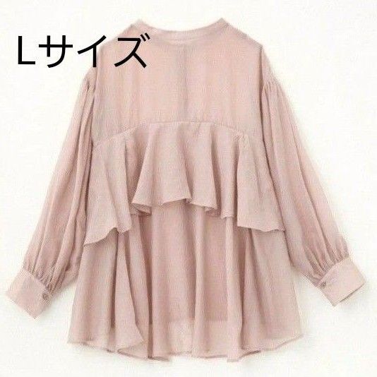 しまむら TERA×omi シアーシャツ バックフリルブラウス ピンク Lサイズ