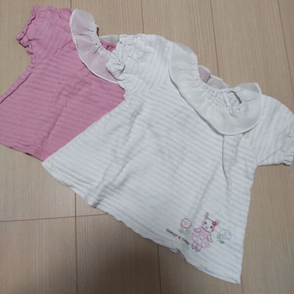 coeur a coeur カットソー トップス リンクコーデ うさぎ 半袖 Tシャツ ペアルック 襟 ブラウス