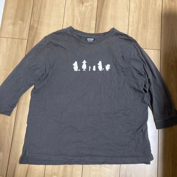 MOOMIN ムーミン 七分袖 Tシャツ チャコールグレー レディースL