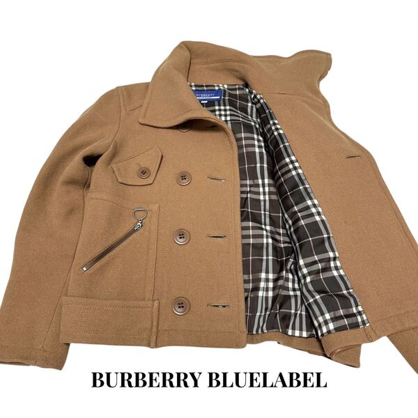 BURBERRY BLUE LABEL バーバリーブルーレーベル ノバチェック ウールコート ダブル ハーフ 女優 38 Pコート