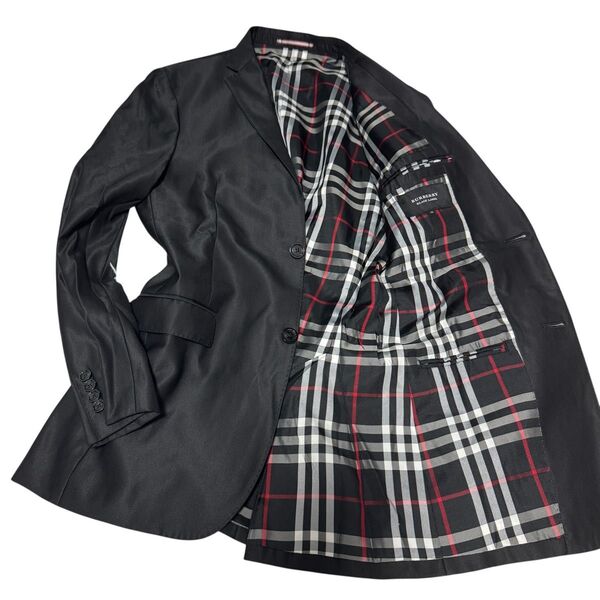 バーバリーブラックレーベル テーラードジャケット M ノバチェック 光沢 BURBERRY BLACK LABEL カジュアル