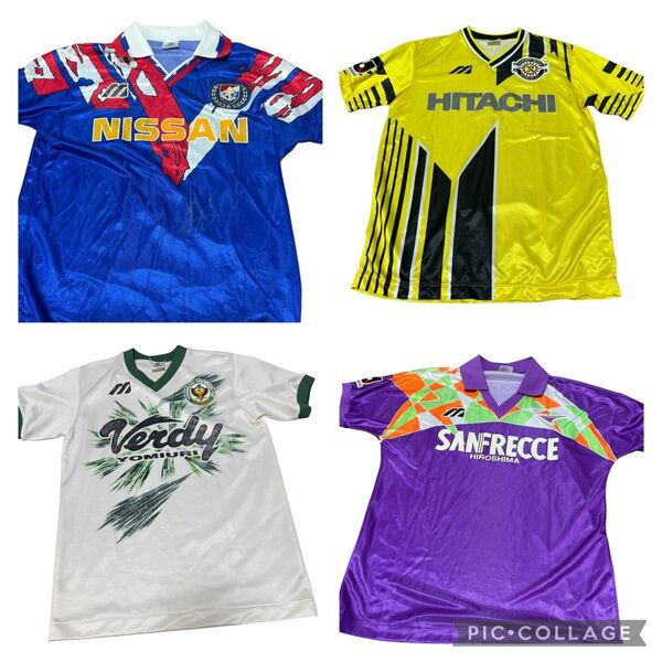 希少 90s ミズノ MIZUNO Jリーグ 4枚セット サイン入り ユニフォーム 初期 ヴィンテージ 初代 森保 サッカー L