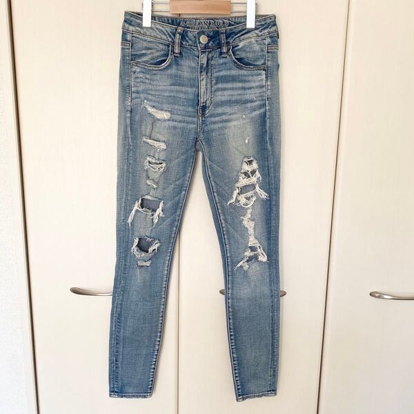 American Eagle スキニーデニム | ダメージデニム ジーンズ 青