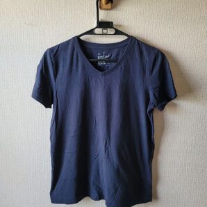 無印良品 VネックTシャツ ネイビー M