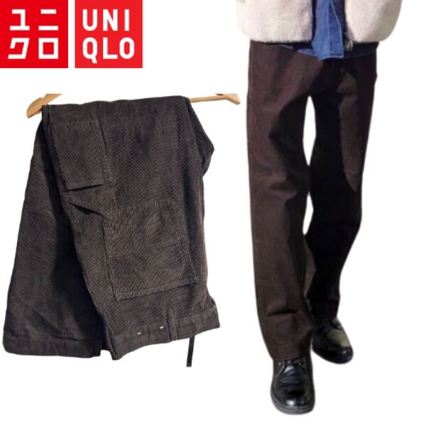 UNIQLO ユニクロコーデュロイユーティリティワークパンツ BROWN サイズL ペインターパンツ