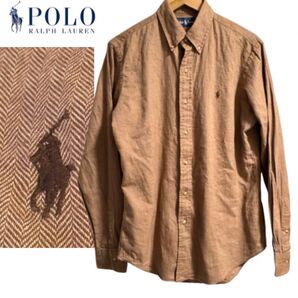 【直営店購入】Ralph Lauren ボタンダウンシャツ ヘリンボーンラルフローレン 長袖シャツ Polo