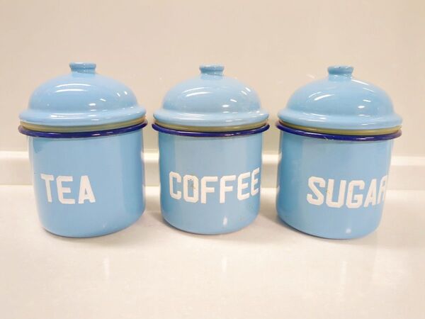 イギリス Tala社 ホーローキャニスター ブルー SUGER COFFEE TEA 3点セット
