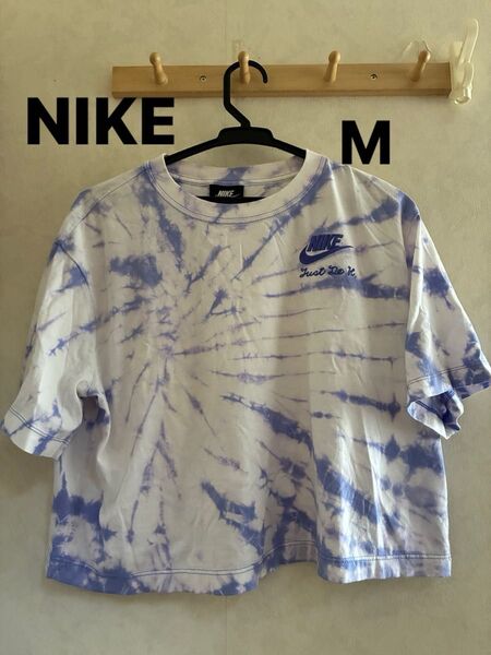 NIKE ショート丈Tシャツ タイダイ柄 パープル ホワイト