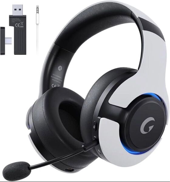 ゲーミングヘッドセット ps5 ヘッドホン 2.4G USB/Type-cアダプター ヘッドセット ノイズキャンセリングマイク付