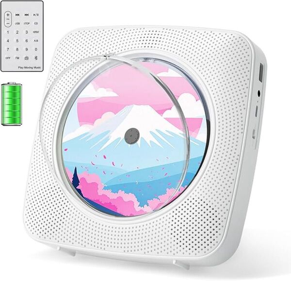 cdプレーヤー 卓上&壁掛け式 Bluetooth受信/送信 1800mah充電池内蔵 HiFi CDプレイヤー