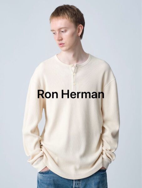 Ron Herman ロンハーマン メンズ ヘンリーネック 長袖 tシャツ ロンt サーマル ボタン オーバーサイズ カットソー