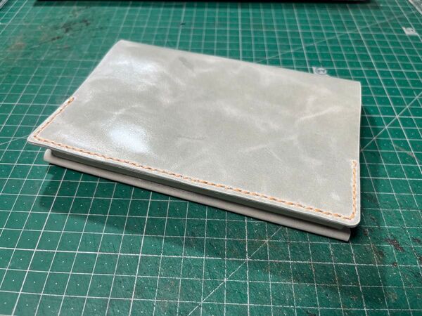 No.18 ブックカバー(A6)グレーブルー プルアップ牛本革 ハンドメイド