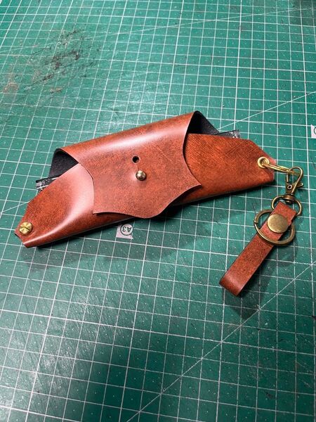 No.20 メガネケース&キーホルダー 牛本革 ハンドメイド