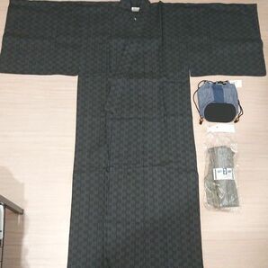 浴衣セット (浴衣 帯 巾着袋) メンズ Mサイズ