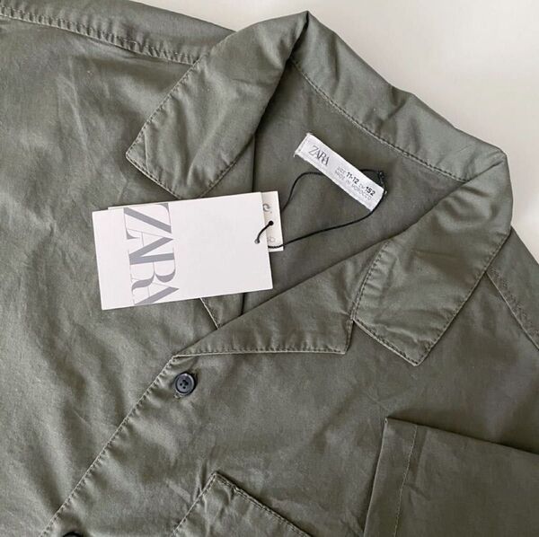新品 美品 ZARA BOYS ザラ ボーイズ キッズ 男の子 カーキ ポプリン シャツ 半袖