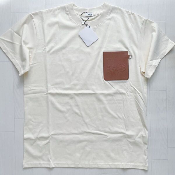 新品 XS アナグラムモチーフ Tシャツ ユニセックス ベージュxタン