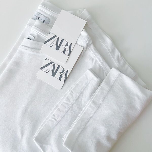 used 2枚セット 152 ZARA BOYS 男の子 ザラ ボーイズ キッズ ミディアムウェイト Tシャツ ホワイト 白