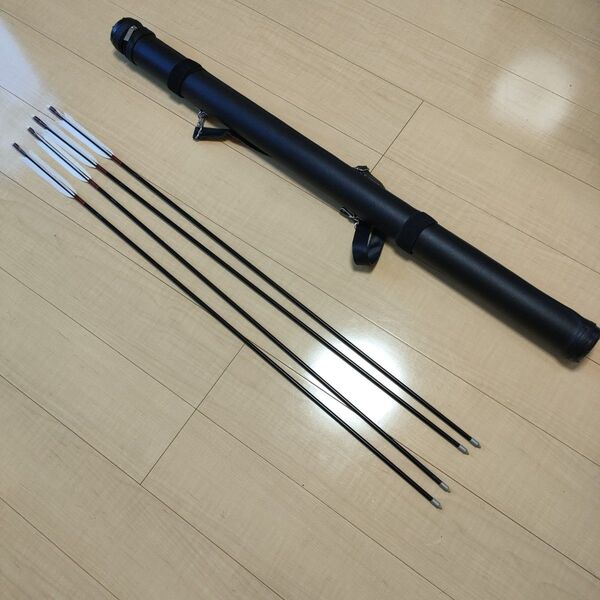 弓道 矢 約108cm 1913 矢筒付き 黒