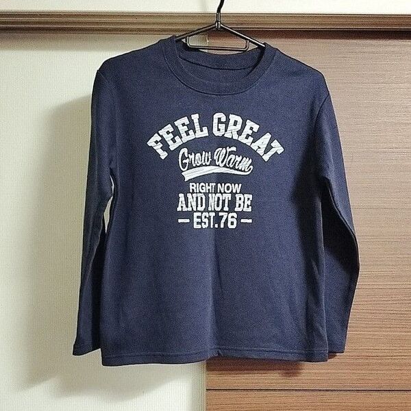 未使用 トップバリュ 長袖 Tシャツ ネイビー ロゴ 150cm