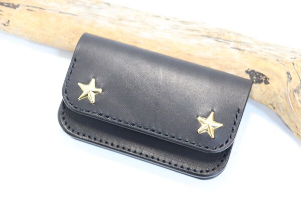 ☆真鍮 星スタッズ ミニ トラッカーウォレット ☆ 栃木レザー使用