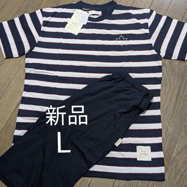 新品 メンズ LOGOSDAYS ロゴスデイズ 半袖パジャマ 半袖 半ズボン パジャマ ポケット付き L ルームウェア