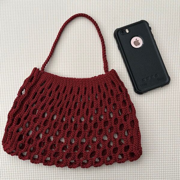 ハンドバッグ トートバッグ ネット編み ハンドメイド かぎ針編み