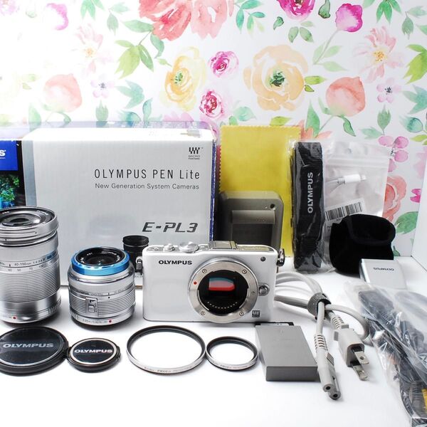人気のPENシリーズ★OLYMPUS E-PL3 ホワイト ダブルズーム オリンパス ミラーレス一眼カメラ