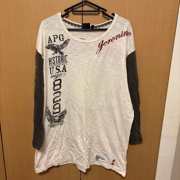 大きいサイズ geronimo グラフィックデザイン 七分袖カットソー Tシャツ XXL