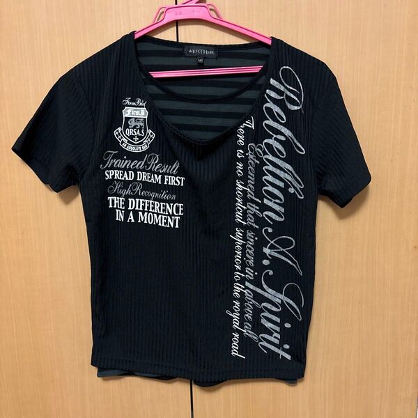 とてもお洒落で可愛い重ね着風の半袖Tシャツ 140