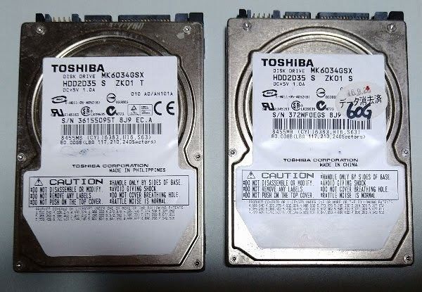 TOSHIBA SATA HDD 60GB 2個
