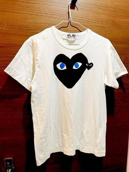 COMME des GARONS Heart BLACK Tシャツ ハートにブルーの瞳 Sサイズ