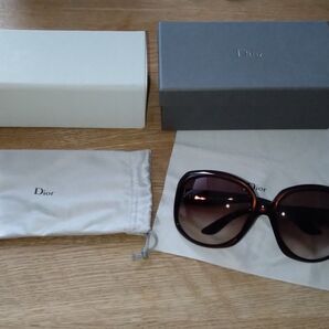 美品★クリスチャンディオール サングラス GLOSSY1 ブラウン★ビッグサングラス Christian Dior グラデーション