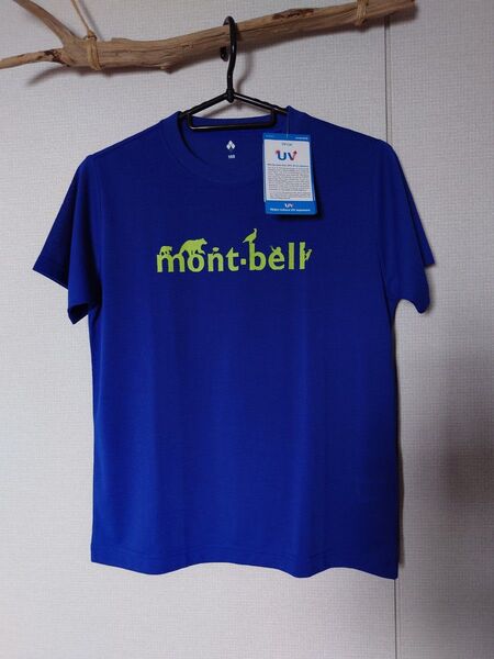 新品タグ付き★mont-bell 半袖 Tシャツ 150cm ブルー★モンベル ウイックロン UVカット 青