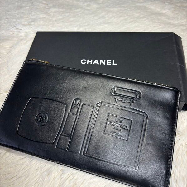 CHANELノベルティ 化粧ポーチ シャネル ノベルティ ポーチ ブラック 黒 マルチケース CHANEL ココマーク