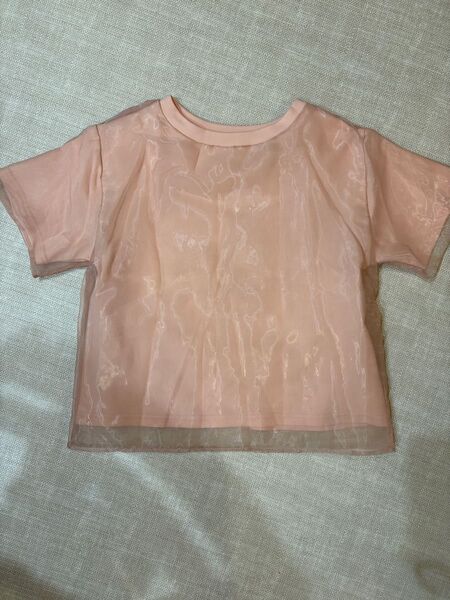 新品タグ付き トップス ピンク シースルー ブラウス