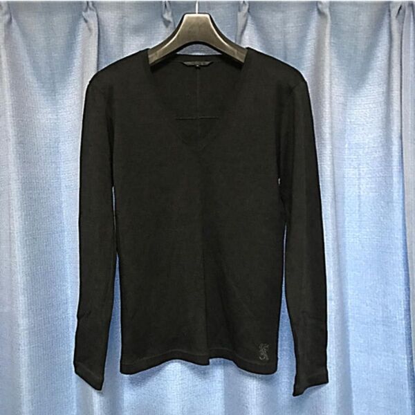 美品★5351 SCHORL 長袖カットソー カットソー Vネック 長袖 Tシャツ ロンT 長袖Tシャツ BLACK ブラック