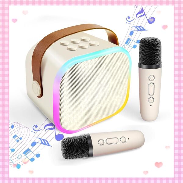 カラオケセット Bluetooth 家庭用 ワイヤレス マイク2本付き