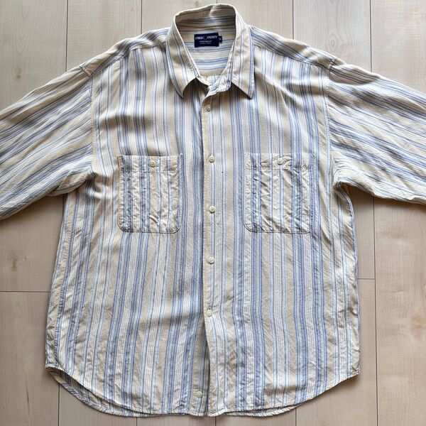 FRED PERRY フレッドペリー ストライプ シャツ 長袖 レーヨン M