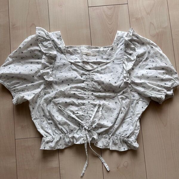nice claup フリル付き 花柄 半袖 トップス ブラウス ナイスクラップ