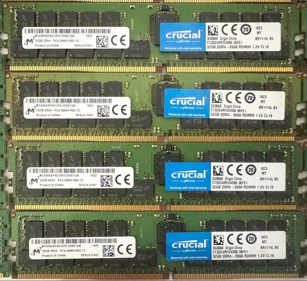 MICRON crucial 32GB 2R×4 PC4-2666 ECC Registered DDR4 4枚 128GBセット