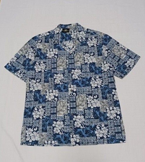 メンズ Royal Creations ネイビー 古代柄 アロハシャツ