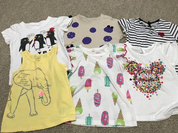 サイズ95 Tシャツ トップス キッズ 女の子 半袖 Tシャツ カットソー 6枚 ノースリーブ