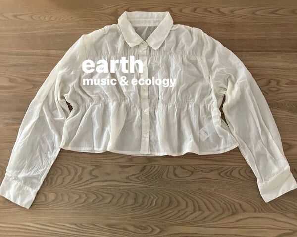 earth music&ecology アース ブラウス シースルー Fサイズ アイボリー ポリエステル 長袖 ショート丈