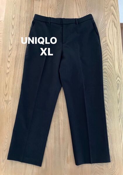 UNIQLO パンツ XLサイズ 黒 ユニクロ スラックス センタープリーツ ポリエステル