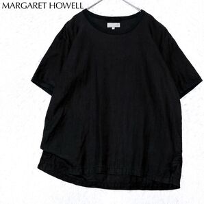 【定番人気】MHL. マーガレットハウエル リネン 麻 カットソー Tシャツ 半袖 ブラック 黒 MARGARET HOWELL