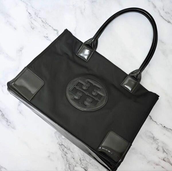 超美品 トリーバーチ TORY BURCH ナイロン トートバッグ ブラック
