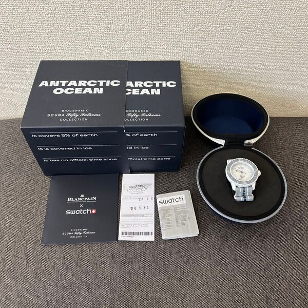 BLANCPAIN Swatch ANTARCTIC OCEAN 腕時計 BOX付 自動巻き 白文字盤 スウォッチ ブランパン