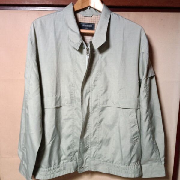 Vintage Club 薄手 ブルゾン 薄グリーン系 メンズ サイズLL 古着