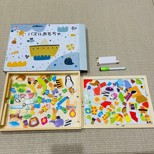 パズルのおもちゃ Tagitary 木製 マグネット 動物 知育玩具 お絵描きボード ホワイトボード 黒板 チョーク