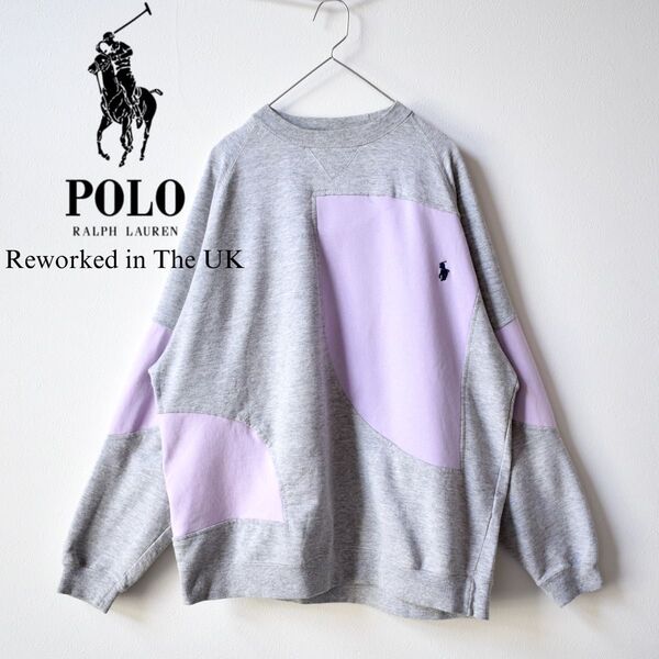 【POLO/ポロラルフローレン】ヴィンテージスウェット L グレー 希少再構築 イギリス製 トレーナー
